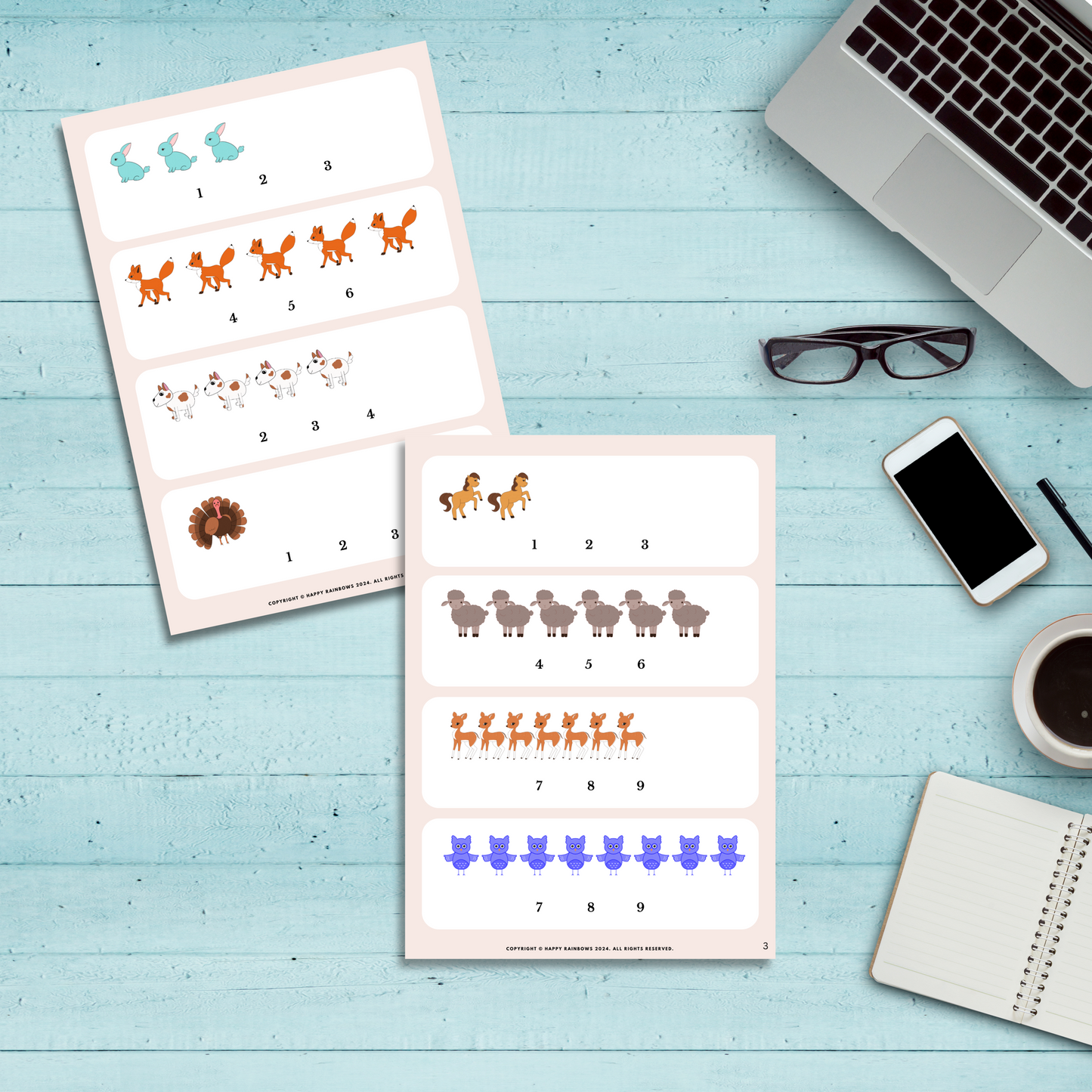 : 🎉 Free Counting Fun Worksheet – Count & Circle the Number! 🐶🐱🐰