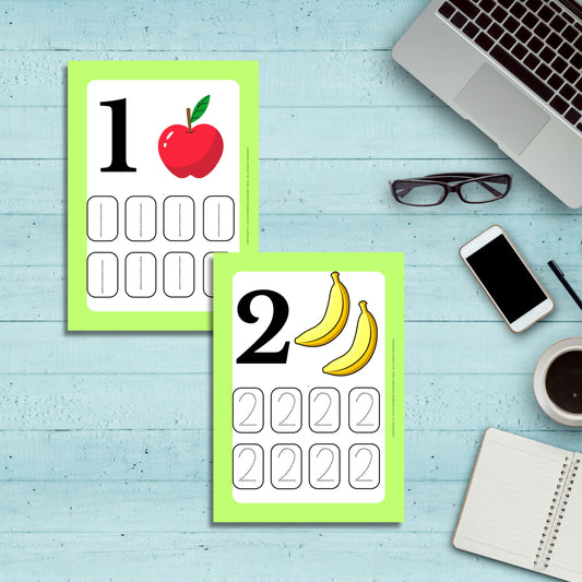 Free Counting & Tracing Numbers Worksheet – Fruit Theme (Freebie!)