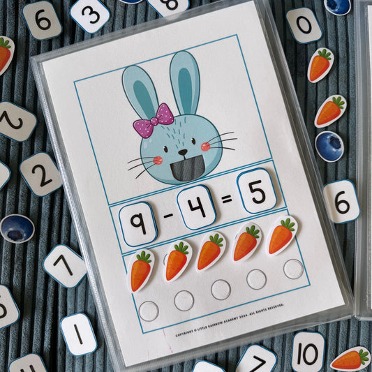 Ready-Made “Feed the Animal” Subtraction Activity – Hands-On Math Fun! 🐱🐰
