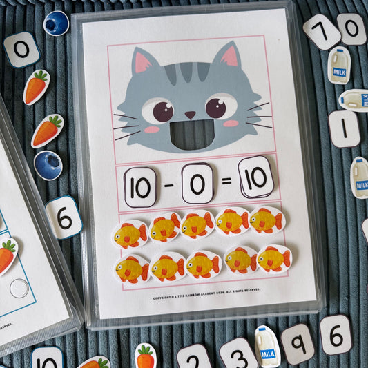 Ready-Made “Feed the Animal” Subtraction Activity – Hands-On Math Fun! 🐱🐰